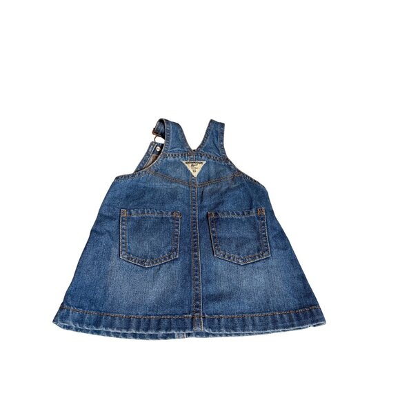 Oshkosh Bgosh Baby Denim Overall Dress 18M With Bow Detail - Picture 2 of 11
